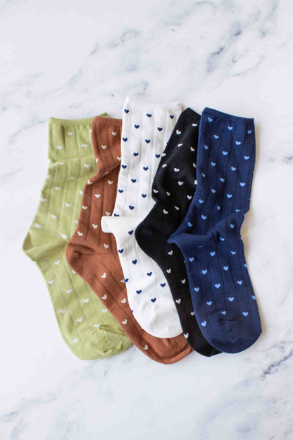 Women's Heart Crew Socks: Sage