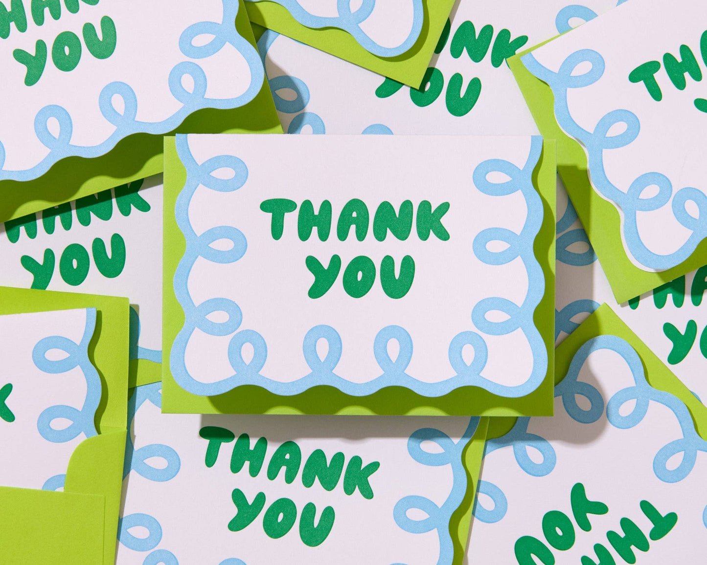 Box Set—Letterpress Scallop Thank You Notecard—Coquette B/G