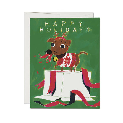 Happy Holidays Pup greeting card: Single
