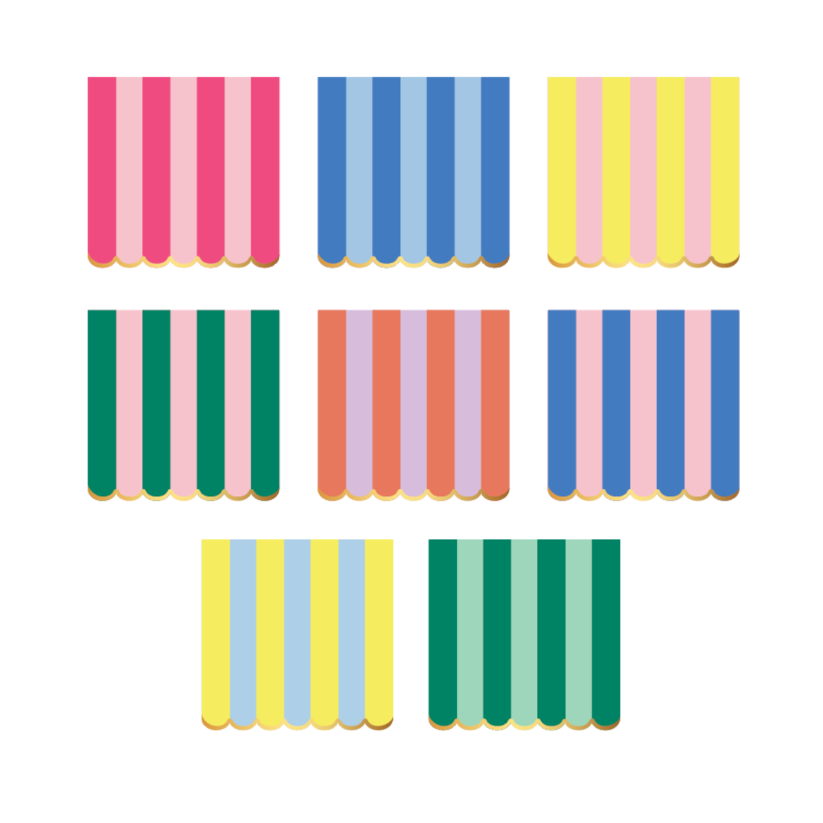 Multicolor Stripe Large Scalloped Napkins (Set of 20)