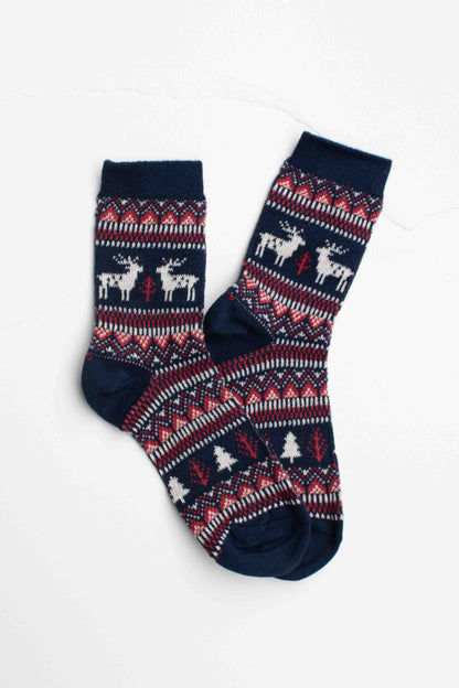 Holiday Deer Casual Socks: Beige