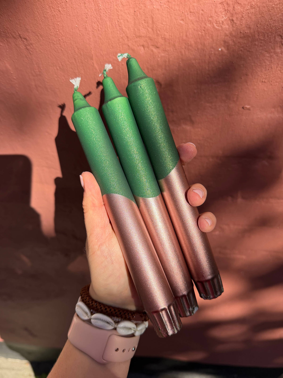 Christmas Candles, Green / Copper