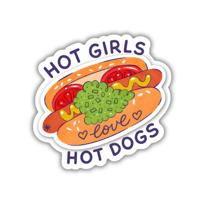 Hot Girls Love Hot Dogs Sticker | Funny Foodie Sticker