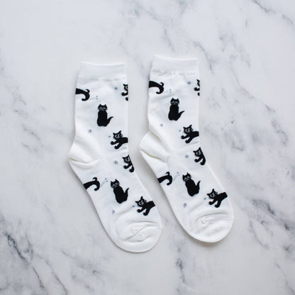 Cat Meow Casual Socks: Rust