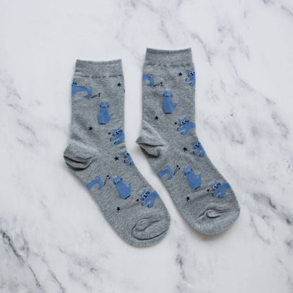Cat Meow Casual Socks: Rust