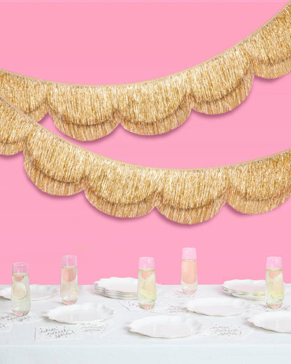 Gold Scallop Fringe Banner | Gold party garland, wedding
