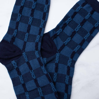 Vintage Checkerboard Twist Socks: Oatmeal