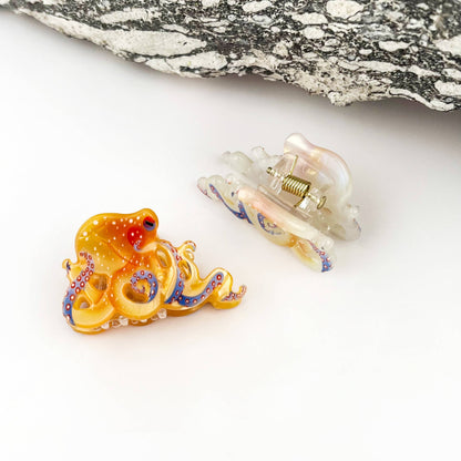 Creative Octopus Ocean Animal Hair Claw Clip: Orange-S