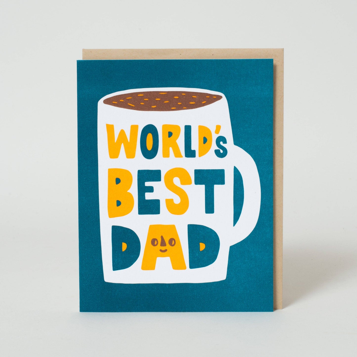 Best Dad Ever Mug Greeting Card by Suzy Ultman: Plastic sleeve