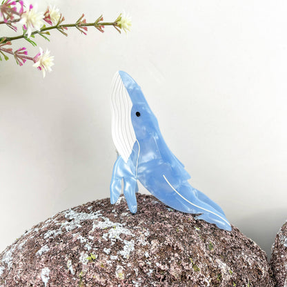 Tiger Shark and Whale Acetate Hair Claw Clip: Whales-blue