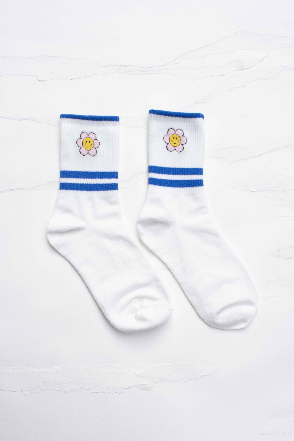 Love You Smile Crew Socks: Blue