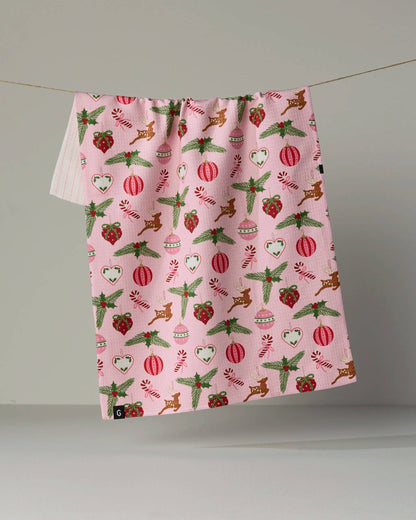 Pink Tidings Luxe Kitchen Towel - Holiday 2026