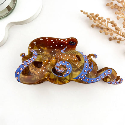 Creative Octopus Ocean Animal Hair Claw Clip: Orange-S