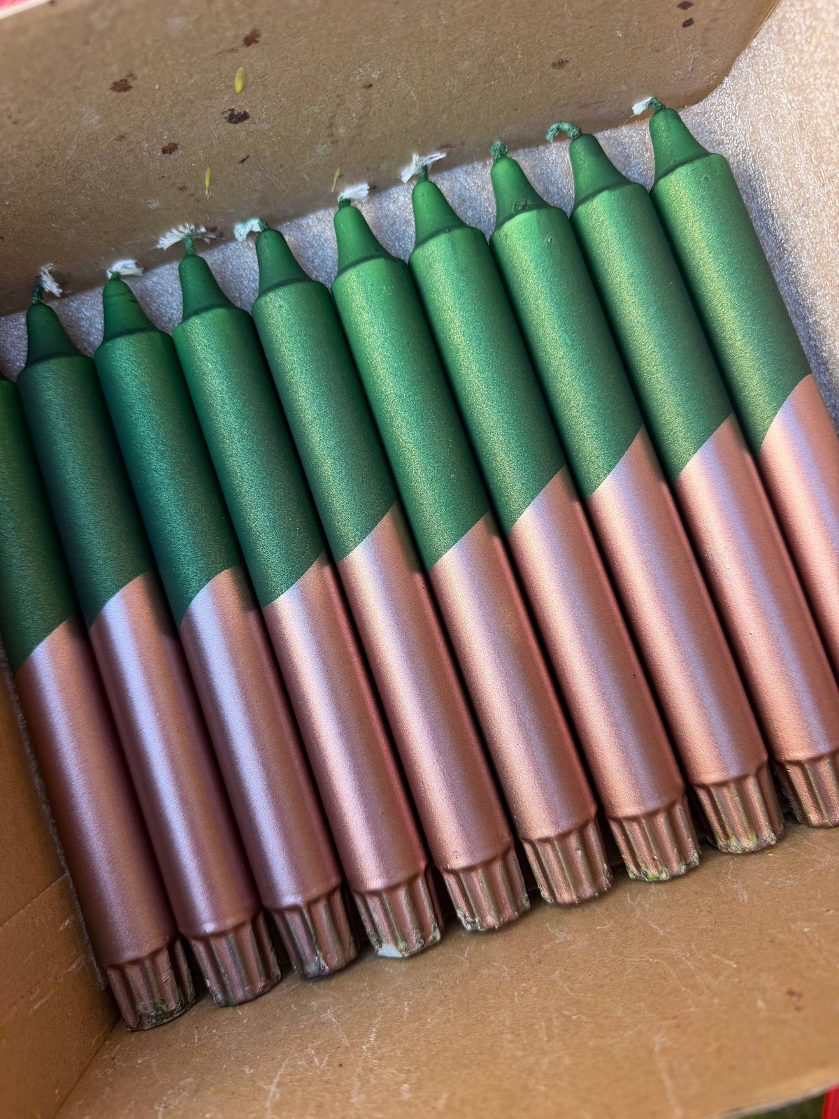 Christmas Candles, Green / Copper