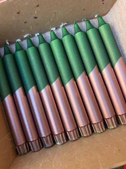 Christmas Candles, Green / Copper