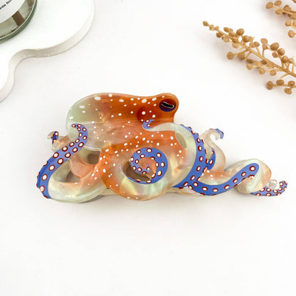 Creative Octopus Ocean Animal Hair Claw Clip: White-L