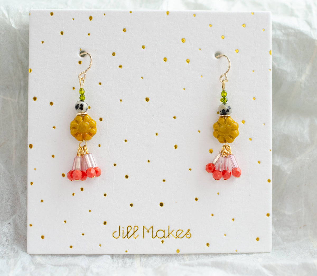 Gold Filled Yellow Flower Dangle Earrings