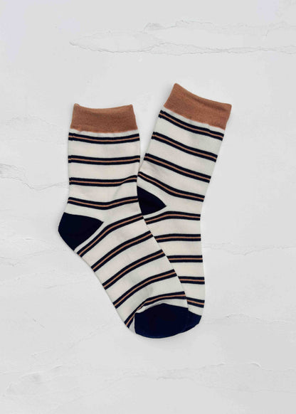 Classic Stripe Crew Socks: Pink/Rust