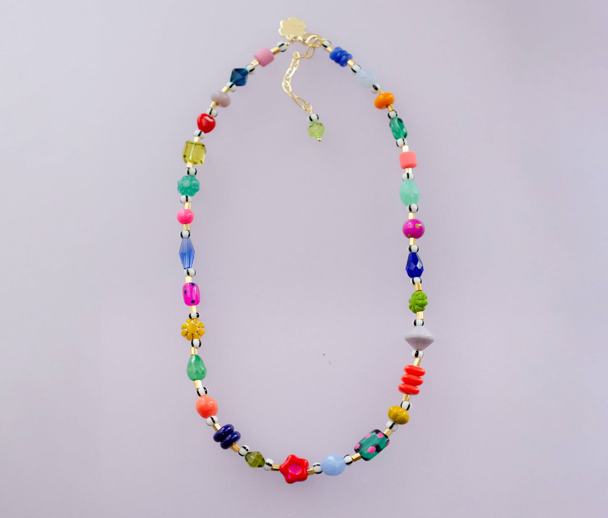 Colorful Beaded Flower Necklace