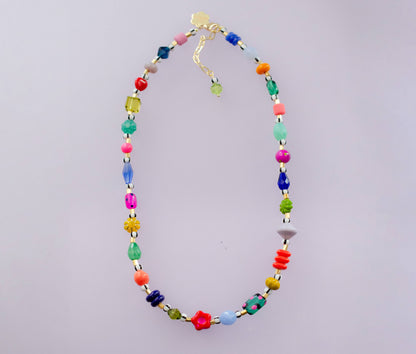 Colorful Beaded Flower Necklace