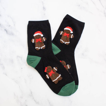 Big Holiday Gingerbread Casual Socks: Almond/Red