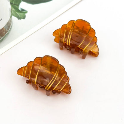 Mini Cute Croissant Hair Claw Clip: Brown