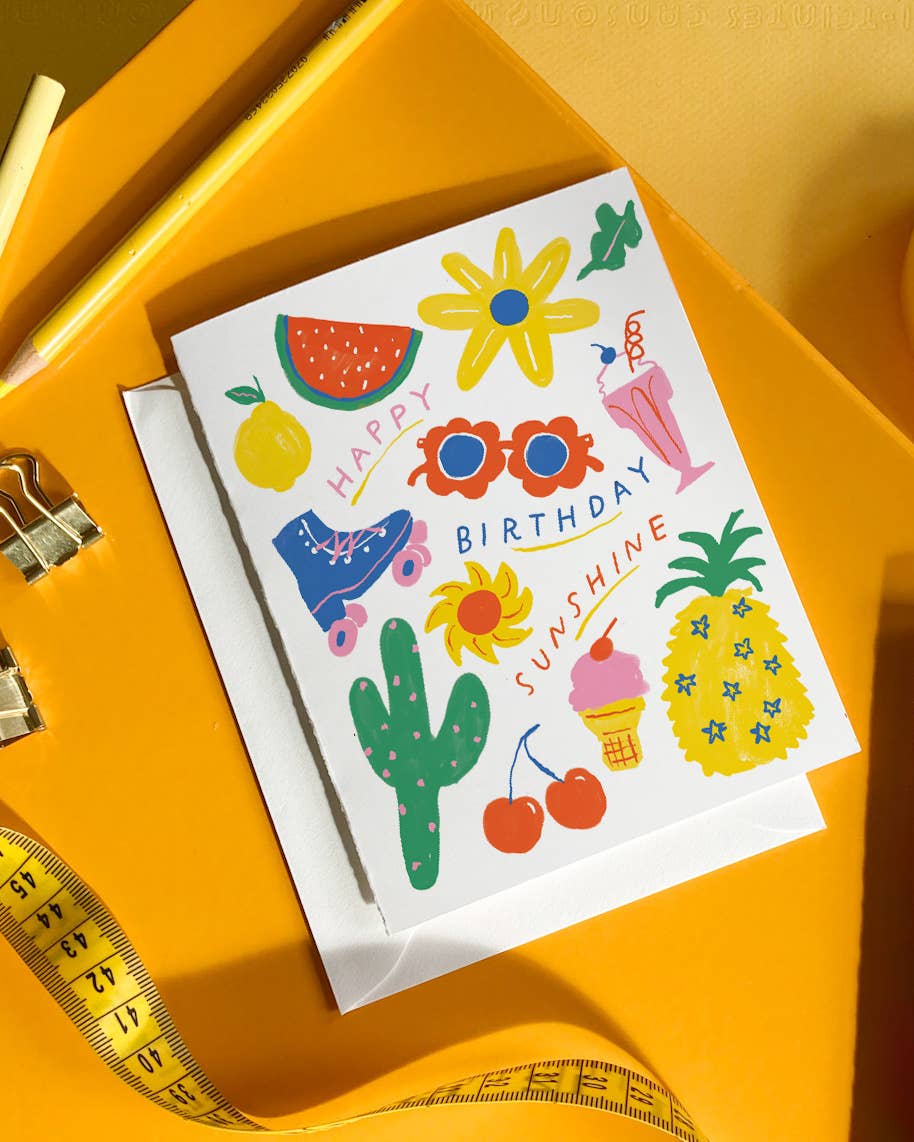 Sunshine Things – Summer Roller Skate Birthday Card