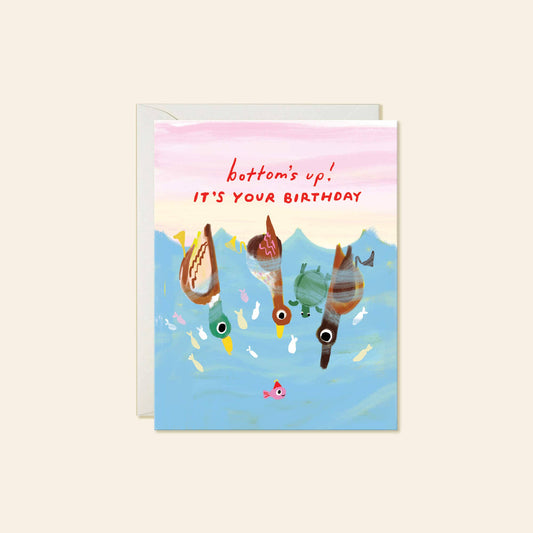 Bottoms Up Birthday – Funny Pun Birthday Card