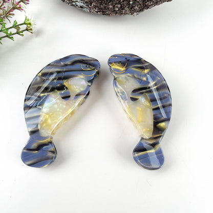 Manatee Acetate Claw Clip: Gray