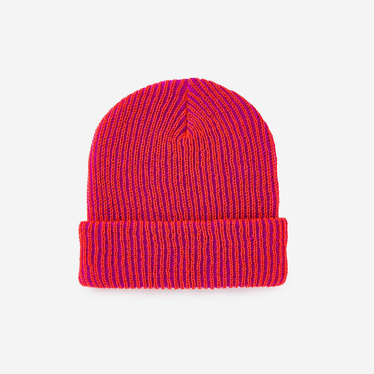 Simple Rib Knit Beanie: Teal Magenta