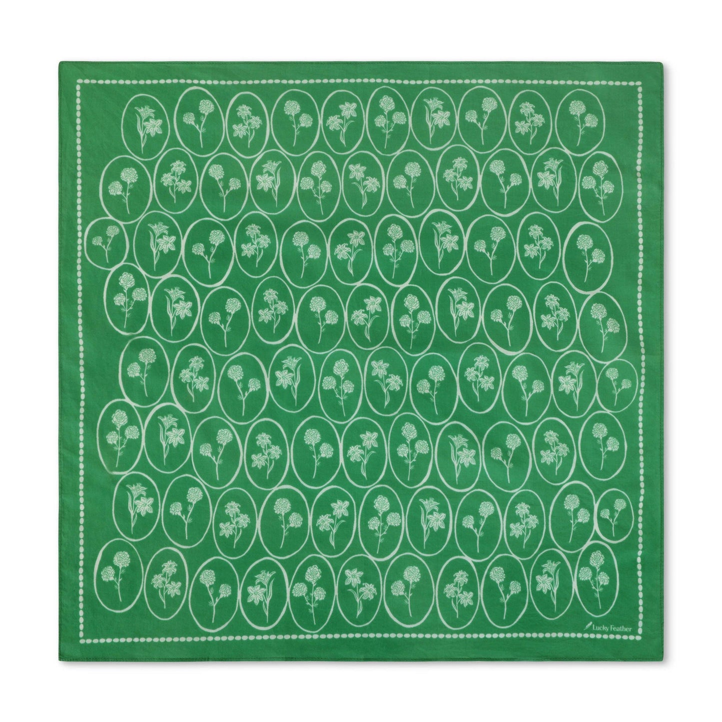 Happiness Bandanas - Green w Flw - Whimsical