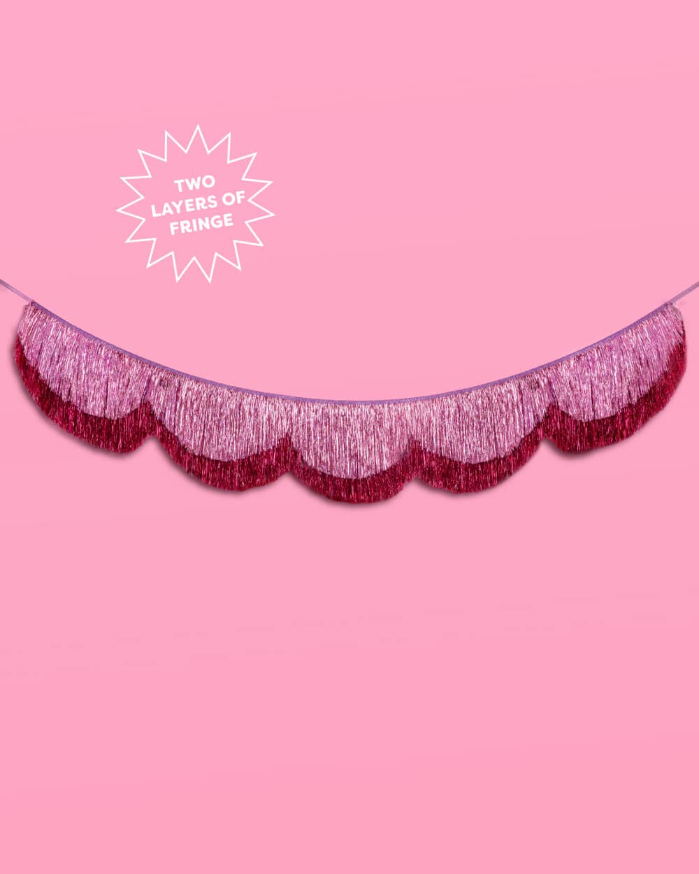 Pink Scalloped Fringe Banner | pink decor, birthday party