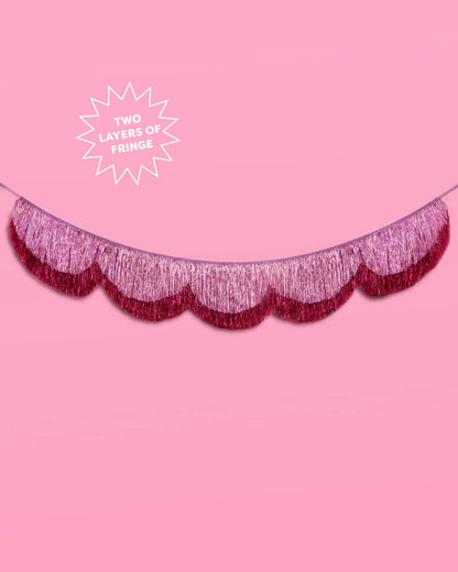 Pink Scalloped Fringe Banner | pink decor, birthday party