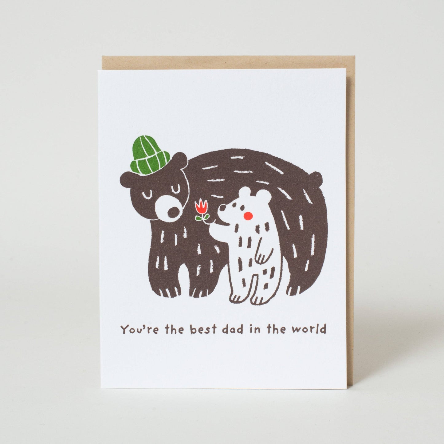 Best Dad Ever Bears Greeting Card by Fugu Fugu: Plastic sleeve