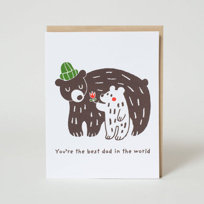 Best Dad Ever Bears Greeting Card by Fugu Fugu: Plastic sleeve