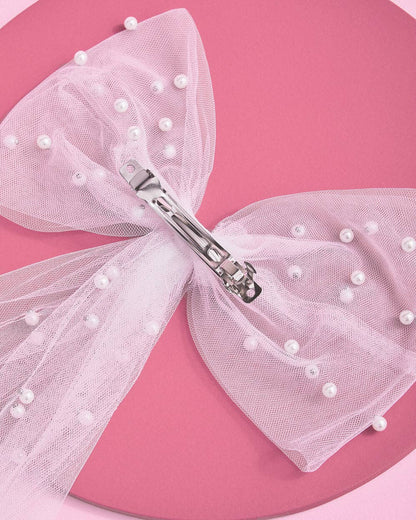 Bride Pearl Hair Bow, Bridal Shower Accessory, Bach Party