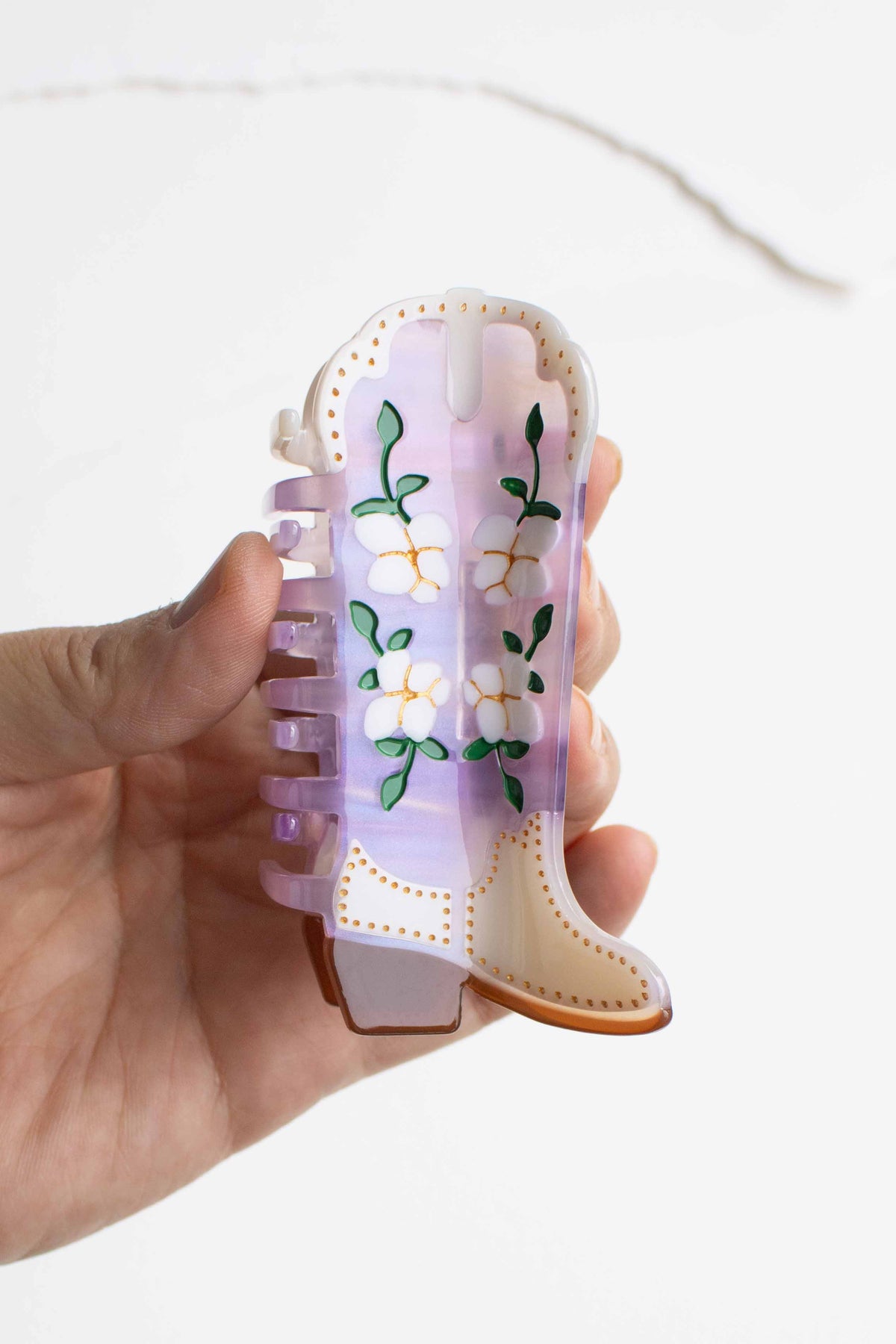 Magnolia Blossoms Western Boots Claw Clip: Lavender