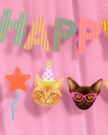 Happy Birthday Cat Banner | cat party, pet birthday, 5"