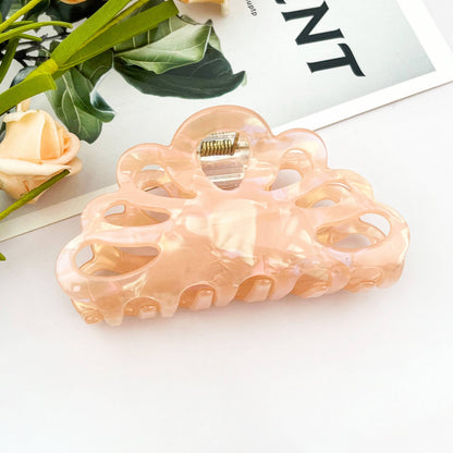 Minimal Geometric Hollow Flower Hair Claw Clip: Pink