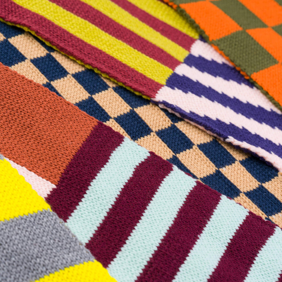 Pattern Patch Skinny Knit Scarf: Candy