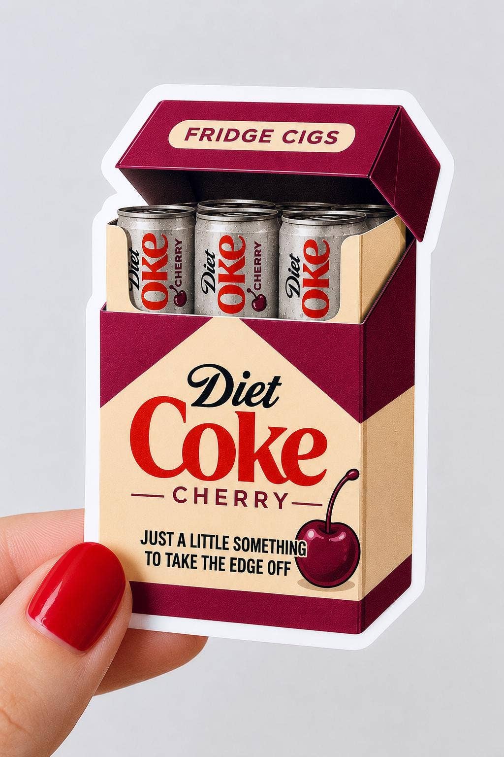 Diet Coke Fridge Cigs Sticker - Matte Vinyl: Vinyl sticker