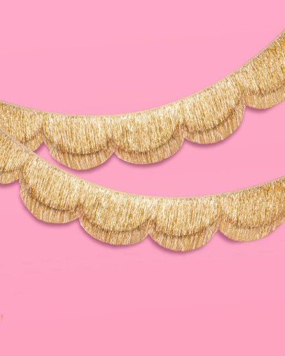 Gold Scallop Fringe Banner | Gold party garland, wedding