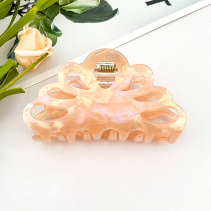 Minimal Geometric Hollow Flower Hair Claw Clip: Pink