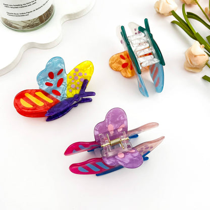 Colorful Patchwork Butterfly Hair Claw Clip Summer Bright: B