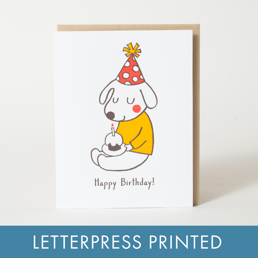 Birthday Hat Dog Greeting Card by Fugu Fugu