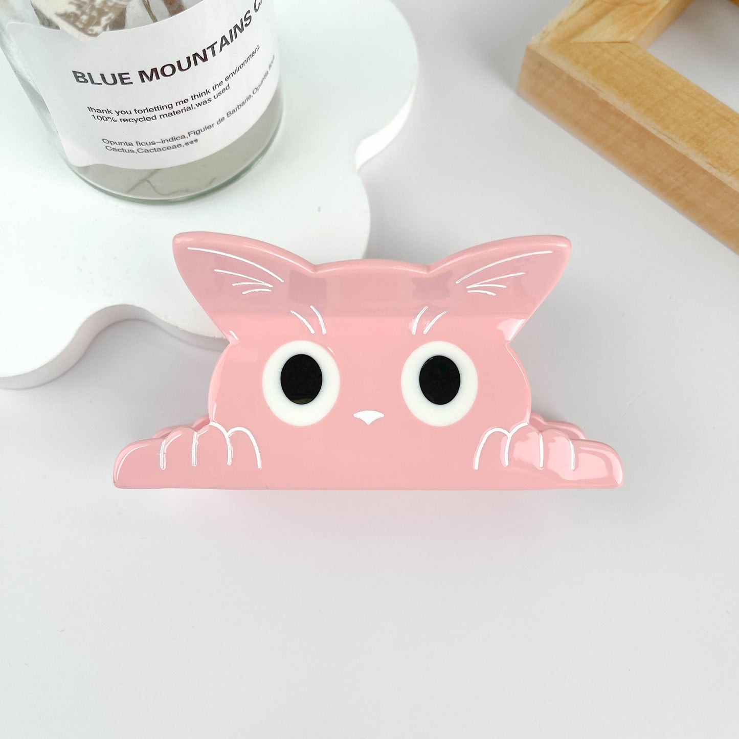 Cute Big Eyes Kitten Solid Hair Clips: Black
