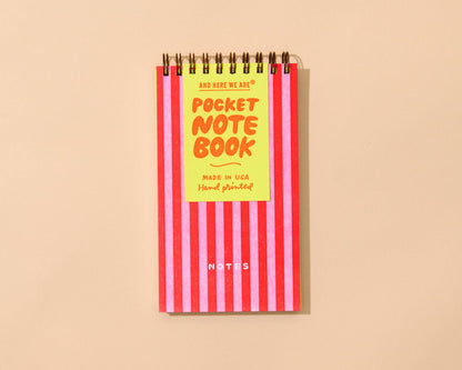 Letterpress Small Spiral Notebook—Cabana Stripe Red/Pink