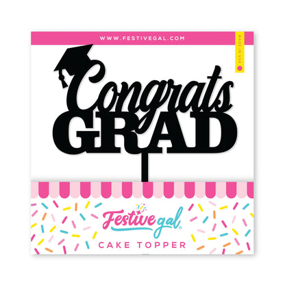 Congrats Grad Cake Topper - Graduation Party Decor