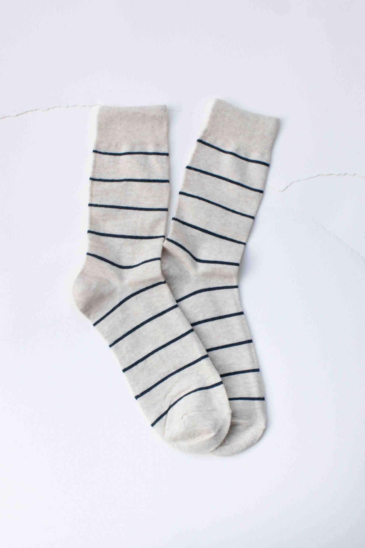 Men’s Classic Stripe Socks: Beige/Thin