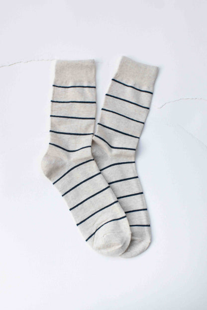 Men’s Classic Stripe Socks: Beige/Thin